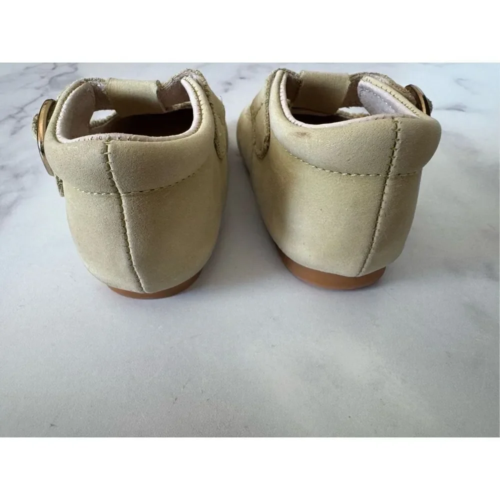 Indi & Co pastel Green Leather t-Bar vintage style imported baby girls 8 Mary Ja